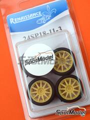 Renaissance Models: Set de llantas y neumticos escala 1/24 - Speedline 18 pulgadas 11 radios 5 tuercas - piezas de resina y piezas de goma - 4 unidades
