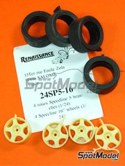 Renaissance Models: Set de llantas y neumticos escala 1/24 - Speedline 16 pulgadas y 5 radios - piezas de resina y piezas de goma - 4 unidades