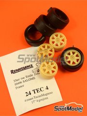 Renaissance Models: Set de llantas y neum�ticos escala 1/24 - Set de llantas TecnoMagnesio de 17 pulgadas y 4 tuercas con neum�ticos lisos - piezas de resina y piezas de goma - para coches de rally de los a�os 90
