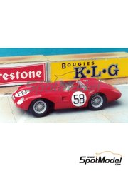 Renaissance Models: Car scale model kit 1/43 scale - Stanguellini EFAC S750 #58 - Robert Nicol (FR) + Fernand Sigrand (FR) - 24 Hours Le Mans 1957 - photo-etched parts, resin parts, rubber parts, turned metal parts, vacuum formed parts, water slide decals, other materials and assembly instructions
