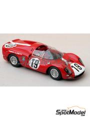 Renaissance Models: Car scale model kit 1/43 scale - Ferrari 365 P2 Scuderia Filipinetti Team #19 - Willy Mairesse (BE) + Herbert M&uuml;ller (CH) - 24 Hours Le Mans 1966 - photo-etched parts, resin parts, rubber parts, turned metal parts, vacuum formed parts, water slide decals, white metal parts, other materials and assembly instructions image