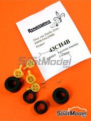 Renaissance Models: Set de llantas y neumticos escala 1/43 - Chevron 13 pulgadas 4 radios - resina, metal, goma