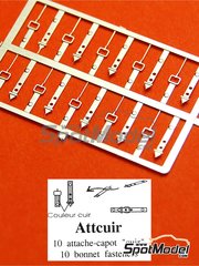 Renaissance Models: Cierres de capot escala 1/43 - Cierres de capot de cuero de los aos 50 - fotograbados - 10 unidades