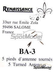 Renaissance Models: Detail 1/43 scale - Antenna basis - turned metal pieces - 5 units
