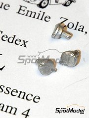 Renaissance Models: Tapones de gasolina escala 1/43 - Tapon de gasolina aos 50 y 60 de 4mm de diametro - piezas de metal blanco - 3 unidades