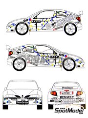 Decals 1/18 ref 0217 renault maxi megane kit car Bastos princen rally 1999 
