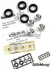 Renaissance Models: Set de llantas y neumticos escala 1/43 - Enkei 18 pulgadas 10 radios para Rally - fotograbados, piezas de goma y piezas de metal torneado - 4 unidades