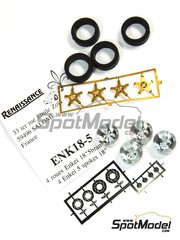 Renaissance Models: Set de llantas y neumticos escala 1/43 - Llantas Enkei 18 pulgadas 5 radios con neumaticos de rally - fotograbados, piezas de goma y piezas de metal torneado - 4 unidades