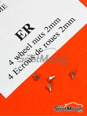 Renaissance Models: Nuts - Wheel nuts 2mm - CNC metal parts - 4 units