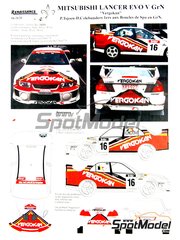 Renaissance Models: Decoracin escala 1/24 - Mitsubishi Lancer Evo V Grupo N patrocinado por Vergokan N 16 - Pieter Tsjoen (BE) + Dany Colebunders (BE) - SPA Francorchamps 1999 - calcas de agua y manual de instrucciones - para la referencia de Tamiya TAM24203
