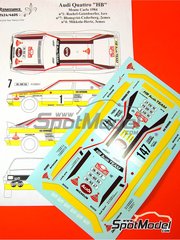Renaissance Models: Decoracin escala 1/24 - Audi Quattro Grupo B Equipo Audi Team patrocinado por HB International N 1, 4, 7 - Walter Rhrl (DE) + Christian Geistdrfer (DE), Stig Blomqvist (SE) + Bjrn 'Kapten' Cederberg (SE), Hannu Mikkola (FI) + Arne Hertz (SE) - Rally de Monte Carlo - Rallye Automobile de Monte-Carlo 1984 - calcas de agua y manual de instrucciones - para la referencia de Tamiya TAM24036