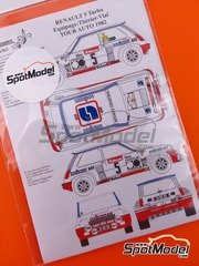 Renaissance Models: Decoracin escala 1/24 - Renault 5 Turbo patrocinado por Sodicam N 5 - Jean-Luc Thrier (FR) + Michel Vial (FR) - Tour de France Automobile 1982 - calcas de agua e instrucciones de colocacin - para la referencia de Tamiya TAM24027