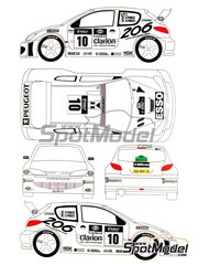 Renaissance Models: Decoracin escala 1/24 - Peugeot 206 WRC patrocinado por Clarion Ultron Esso N 9, 10 - Gilles Panizzi (FR) + Herv Panizzi (FR), Francois Delecour (FR) + Daniel Grataloup (FR) - Rally Tour de Corse 2000 - calcas, piezas y fotograbados - para la referencia de Tamiya TAM24267