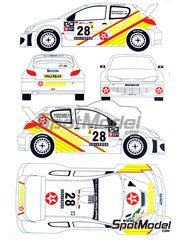 Renaissance Models: Calcas de agua escala 1/24 - Peugeot 206 WRC patrocinado por Texaco-Havoline N 28 - Ioannis Papadimitriou (GR) + Chris Patterson (GB) - TAP Rally de Portugal 2001 - para la referencia de Tamiya TAM24267
