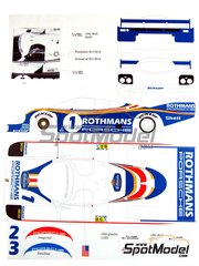 Renaissance Models: Decoracin escala 1/24 - Porsche 956 patrocinado por Rothmans N 1, 2, 3 - Jacques Bernard 'Jacky' Ickx (BE) + Derek Bell (GB), Jochen Mass (DE) + Vern Schuppan (AU), Hurley Haywood (US) + Alvah Robert 'Al' Holbert (US) - 24 Horas de Le Mans 1982 - piezas de resina, calcas de agua, manual de instrucciones y calcas de sponsors de tabaco - para kits de Tamiya TAM24047 y TAM24232