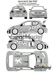 Renaissance Models: Decals 1/24 scale - Peugeot 206 WRC #3 - Grgoire de Mevius (BE) + Dany Colebunders (BE) - Ypres Rally 2001 - for Tamiya reference TAM24267