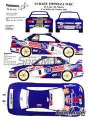Renaissance Models: Marking / livery 1/24 scale - Subaru Impreza WRC Cilti Sport Team sponsored by BSI #8 - David Loix (BE) + Davie Meert (BE) - Condroz Rally - Rallye du Condroz 2001 - resin parts, water slide decals and placement instructions - for Tamiya references TAM24199, TAM24218 and TAM24227