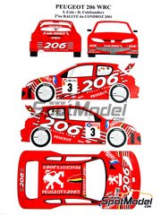 Renaissance Models: Marking / livery 1/24 scale - Peugeot 206 WRC - Larry Cols (BE) + Dany Colebunders (BE) - Condroz Rally - Rallye du Condroz 2001 - decals, resin rims and tyres - for Tamiya reference TAM24267
