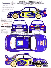 Renaissance Models: Marking / livery 1/24 scale - Subaru Impreza WRC #10 - Tommi M�kinen (FI) + Kaj Lindstr�m (FI), Petter Solberg (NO) + Phil Mills (GB) - Montecarlo Rally - Rallye Automobile de Monte-Carlo 2002 - resin parts, turned metal parts, water slide decals, assembly instructions and painting instructions - for Tamiya references TAM24240 and 24240