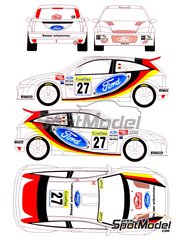Renaissance Models: Decoracin escala 1/24 - Ford Focus WRC N 27 - Armin Kremer (DE) + Klaus Wicha (DE) - Rally de Monte Carlo - Rallye Automobile de Monte-Carlo 2002 - calcas de agua y manual de instrucciones - para la referencia de Tamiya TAM24241