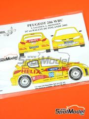Renaissance Models: Marking / livery 1/24 scale - Peugeot 206 WRC sponsored by Shell Helix #33 - Timo Salonen (FI) + Launo Heinonen (FI) - Neste Rally Finland  2002 - water slide decals and assembly instructions - for Tamiya references TAM24221, TAM24226, TAM24236, TAM24255, TAM24262, TAM24267 and TAM24283