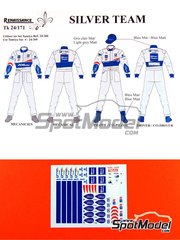 Renaissance Models: Marking / livery 1/24 scale - Peugeot 206 Silver Team Mechanics and Drivers - Miguel Campos (PT) + Carlos Magalh�es (PT) 2002, 2003 and 2004 - water slide decals and assembly instructions - for Tamiya references TAM24266 and TAM89610