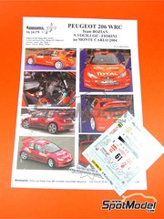Renaissance Models: Decoracin escala 1/24 - Peugeot 206 WRC Equipo Bozian N 61 - Nicolas Vouilloz (FR) + David Fiorini (FR) - Rally de Monte Carlo - Rallye Automobile de Monte-Carlo 2004 - calcas de agua y manual de instrucciones - para la referencia de Tamiya TAM24267