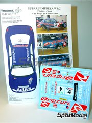 Renaissance Models: Marking / livery 1/24 scale - Subaru Impreza WRC sponsored by PlayStation 2 Rip Curl #4 - Patrick Snijers (BE) + John Muth (BE) - Condroz Rally - Rallye du Condroz 2003 - water slide decals and assembly instructions