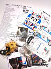 Renaissance Models: Decoracin escala 1/24 - Peugeot 205 Turbo 16 Evo 2 patrocinado por Shell N 5 - Bruno Saby (FR) + Jean-Francois Fauchille (FR) - Rally Tour de Corse 1986 - fotograbados, piezas de resina, piezas de goma, calcas de agua, manual de instrucciones e instrucciones de pintado - para la referencia de Tamiya TAM24054