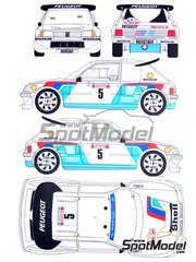 Renaissance Models: Decoracin escala 1/24 - Peugeot 205 Turbo 16 Evo 2 patrocinado por Shell N 5 - Bruno Saby (FR) + Jean-Francois Fauchille (FR) - Rally Tour de Corse 1986 - calcas de agua y manual de instrucciones - para la referencia de Tamiya TAM24054