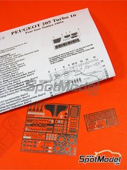 Renaissance Models: Detail up set 1/24 scale - Peugeot 205 Turbo 16 - photo-etched parts, other materials and placement instructions - for Tamiya reference TAM24054