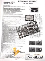 Renaissance Models: Set de mejora y detallado escala 1/24 - Peugeot 307 WRC  - Campeonato del Mundo de Rally FIA WRC - fotograbados, piezas de resina, piezas de metal torneado y manual de instrucciones - para la referencia de Tamiya TAM24285