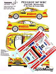 Renaissance Models: Decoracin escala 1/24 - Peugeot 307 WRC Equipo Bozian patrocinado por Pirelli N 25 - Gianluigi 'Gigi' Galli (IT) + Giovanni Bernacchini (IT) - Rally Tour de Corse 2006 - calcas de agua y manual de instrucciones - para la referencia de Tamiya TAM24285