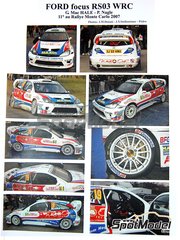 Renaissance Models: Decoraci�n escala 1/24 - Ford Focus RS03 WRC patrocinado por Tom Hogan Motors N� 19 - Gareth McHale (IE) + Paul Nagle (IE) - Rally de Monte Carlo - Rallye Automobile de Monte-Carlo 2007 - piezas de resina, calcas de agua y manual de instrucciones - para las referencias de Hasegawa 20263, 20380 y HSG20380