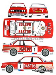 Renaissance Models: Marking / livery 1/24 scale - BMW M3 E30 Prodrive Team sponsored by Bastos Castrol #1 - Patrick Snijers (BE) + Dany Colebunders (BE) - Boucles de SPA 1988 - water slide decals, assembly instructions and tobacco sponsor decals - for Beemax Model Kits references B24016 and BX24029, or Nunu references PN24014 and PN-24014