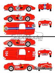 Renaissance Models: Marking / livery 1/24 scale - Ferrari 250 Testa Rossa TR57 right hand handle sn 0666 #18 - Gino Munaron (IT) + Wolfgang Seidel (DE), Dan Gurney (US) + Bruce Kessler (US) - 24 Hours Le Mans, Targa Florio 1958 - water slide decals and assembly instructions - for Hasegawa kits
