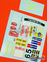 Renaissance Models: Decoracin escala 1/24 - Subaru WRC S12B Equipo Subaru World Rally Team N 5, 6 - Petter Solberg (NO) + Chris Atkinson (AU) - Rally de Monte Carlo - Rallye Automobile de Monte-Carlo 2008 - calcas de agua y manual de instrucciones - para la referencia de Renaissance Models TK24-274