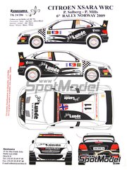 Renaissance Models: Marking / livery 1/24 scale - Citroen Xsara WRC sponsored by Lunde Marine Group #11 - Petter Solberg (NO) + Phil Mills (GB) - Norway Rally 2009 - resin parts, water slide decals and assembly instructions - for Heller reference 80769