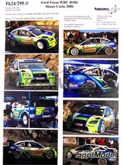 Renaissance Models: Decoracin escala 1/24 - Ford Focus WRC RS06 Equipo BP Ford World Rally patrocinado por Castrol, BP Ultimate N 3, 4 - Marcus Grnholm (FI), Mikko Hirvonen (FI) - Rally de Monte Carlo - Rallye Automobile de Monte-Carlo 2006 - calcas de agua y manual de instrucciones - para la referencia de SimilR SIMILR-121001