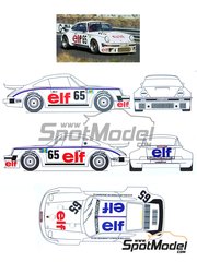 Renaissance Models: Marking / livery 1/24 scale - Porsche 911 Turbo RSR Type 934 Kremer Racing Team sponsored by ELF #65 - Robert 'Bob' Wollek (FR) + Didier Pironi (FR) + Marie-Claude Beaumont (FR) - 24 Hours Le Mans 1976 - water slide decals and assembly instructions - for Heller reference 80714, or Revell references REV07031 and REV07032