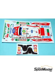 Renaissance Models: Decoracin escala 1/24 - Ford Focus WRC RS08 Equipo BP Ford Abu Dhabi WRT patrocinado por Abu Dhabi N 3, 4 - Mikko Hirvonen (FI) + Jarmo Lehtinen (FI), Jari-Matti Latvala (FI) + Miikka Anttila (FI) - Rally de Monte Carlo - Rallye Automobile de Monte-Carlo 2008 - calcas de agua y manual de instrucciones - para la referencia de SimilR SIMILR-121001