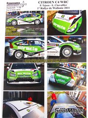 Renaissance Models: Decoracin escala 1/24 - Citroen C4 WRC patrocinado por Structo N 1 - Pieter Tsjoen (BE) + Eddy Chevaillier (BE) - Rally de Wallonie 2011 - calcas de agua y manual de instrucciones - para la referencia de Heller 80756