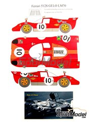 Renaissance Models: Marking / livery 1/24 scale - Ferrari 512S Gelo Racing Team sponsored by BP #10 - Helmut Kelleners (DE) + Georg Loos (DE) - 24 Hours Le Mans 1970 - water slide decals and assembly instructions - for Fujimi references FJ12385 and FJ123851