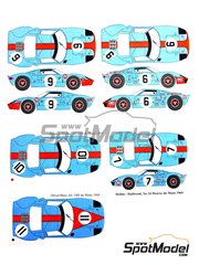 Renaissance Models: Marking / livery 1/24 scale - Ford GT 40 sponsored by Gulf #6, 9, 10, 11, 7 - Paul Hawkins (AU) + David Hobbs (GB), Pedro Rodriguez (MX) + Lucien Bianchi (BE), Jacques Bernard 'Jacky' Ickx (BE) + Jackie Oliver (GB), Jackie Oliver (GB) + Brian Muir (AU), David Hobbs (GB) + Mike Hailwood (GB) - 24 Hours Le Mans 1968 and 1969 - water slide decals and assembly instructions - for Fujimi references FJ12101, HR-1, FJ12125, FJ12129, HR-10, FJ12130, FJ12131, FJ12132, FJ12134, FJ12135, FJ12138, FJ12139, FJ12143, FJ12147, FJ12148, FJ12158, FJ12159, FJ12160, FJ12161, FJ12166, FJ12170, FJ12172, FJ12306, FJ123066, FJ126036, RS-16, FJ126043, RS-32, FJ12605, FJ126050, RS-97, FJ126067 and RS-51