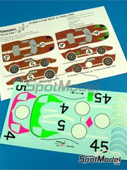 Renaissance Models: Marking / livery 1/24 scale - Ford GT40 Mk II #4, 5 - Ronnie Bucknum (US) + Dick Hutcherson (US), Mark Donohue (US) + Paul Hawkins (AU) - 24 Hours Le Mans 1966 - water slide decals and assembly instructions - for Fujimi references FJ12101, HR-1, FJ12125, FJ12129, HR-10, FJ12130, FJ12131, FJ12132, FJ12134, FJ12135, FJ12138, FJ12139, FJ12143, FJ12147, FJ12148, FJ12158, FJ12159, FJ12160, FJ12161, FJ12166, FJ12170, FJ12172, FJ12306, FJ123066, FJ126036, RS-16, FJ126043, RS-32, FJ12605, FJ126050, RS-97, FJ126067 and RS-51