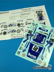 Renaissance Models: Decoracin escala 1/24 - Porsche 934 Turbo RSR Grupo 4 patrocinado por Burton Kremer N 58 - Robert 'Bob' Wollek (FR) + Jean-Pierre 'Steve' Wielemans (BE) + Philippe Gurdjian (FR) - 24 Horas de Le Mans 1977 - calcas de agua y manual de instrucciones - para las referencias de Tamiya TAM24328 y TAM24334