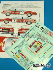 Renaissance Models: Decoracin escala 1/24 - Toyota Celica GT Four ST165 Group A patrocinado por Bastos N 1, 10 - Patrick Snijers (BE) + Dany Colebunders (BE) - Rally Condroz de Blgica - Rallye du Condroz, Rally de Monte Carlo - Rallye Automobile de Monte-Carlo 1989 - calcas de agua y manual de instrucciones - para las referencias de Beemax Model Kits B24001 y Aoshima 081198, o la referencia de Nunu PN24015