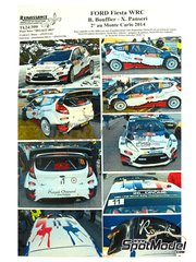 Renaissance Models: Decoracin escala 1/24 - Ford Fiesta WRC patrocinado por Royal Bernard N 11 - Bryan Bouffier (FR) + Xavier Panseri (FR) - Rally de Monte Carlo - Rallye Automobile de Monte-Carlo 2014 - calcas de agua y manual de instrucciones - para las referencias de Belkits BEL-002 y BEL-003