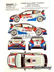 Renaissance Models: Decoracin escala 1/24 - Ford Fiesta WRC patrocinado por Lotos N 10 - Robert Kubica (PL) + Maciej Szczepaniak (PL) - Rally de Monte Carlo - Rallye Automobile de Monte-Carlo 2014 - calcas de agua y manual de instrucciones - para las referencias de Belkits BEL-002 y BEL-003