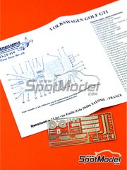 Renaissance Models: Detail up set 1/24 scale - Volkswagen Golf Mk I GTI - photo-etched parts and assembly instructions - for Revell references REV07072 and 80-7072
